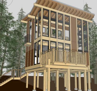 小型蝴蝶舱建筑SU模型下载_sketchup草图大师SKP模型