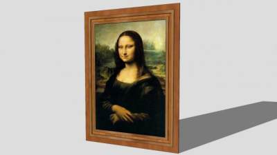 蒙娜丽莎实木框装饰画SU模型下载_sketchup草图大师SKP模型