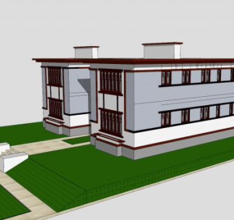美国体系建造房屋建筑SU模型下载_sketchup草图大师SKP模型