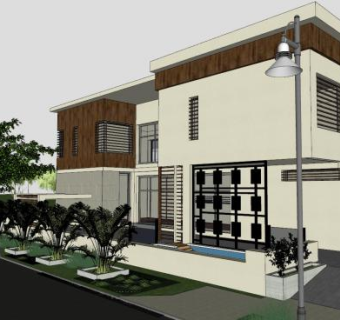 现代别墅小房子SU模型下载_sketchup草图大师SKP模型