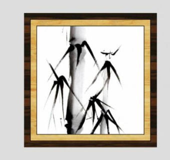 竹墨画裱框挂画SU模型下载_sketchup草图大师SKP模型