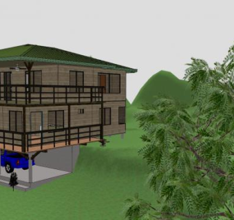 现代大木屋房子SU模型下载_sketchup草图大师SKP模型