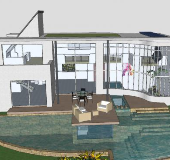 现代艺术家别墅SU模型下载_sketchup草图大师SKP模型