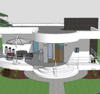 现代三号新家房子SU模型下载_sketchup草图大师SKP模型
