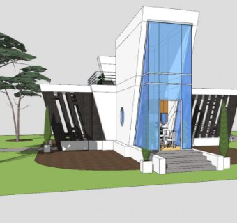 现代艺术建筑房子SU模型下载_sketchup草图大师SKP模型