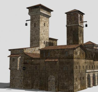 中世纪特区建筑SU模型下载_sketchup草图大师SKP模型