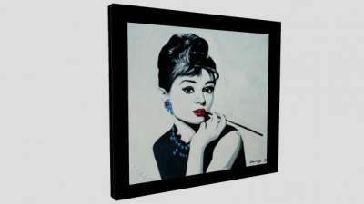 奥黛丽赫本彩绘装饰画SU模型下载_sketchup草图大师SKP模型