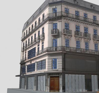 巴黎奥斯曼建筑房子SU模型下载_sketchup草图大师SKP模型