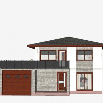 现代化房子户外建筑SU模型下载_sketchup草图大师SKP模型