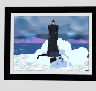 灯塔彩绘家居挂画装饰画SU模型下载_sketchup草图大师SKP模型