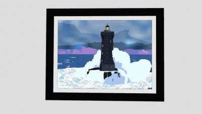 灯塔彩绘家居挂画装饰画SU模型下载_sketchup草图大师SKP模型