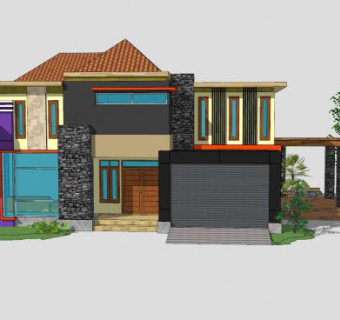 极简风格房子建筑SU模型下载_sketchup草图大师SKP模型