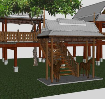 泰式住宅建筑SU模型下载_sketchup草图大师SKP模型