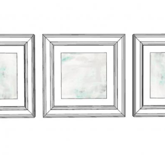 水彩装饰画三联挂画SU模型下载_sketchup草图大师SKP模型