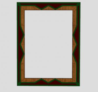实木花纹挂画相框SU模型下载_sketchup草图大师SKP模型
