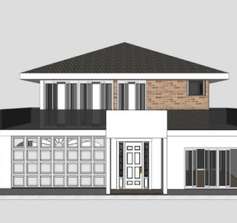 现代化双层住宅房子SU模型下载_sketchup草图大师SKP模型
