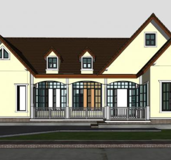 美国乡村房子建筑SU模型下载_sketchup草图大师SKP模型
