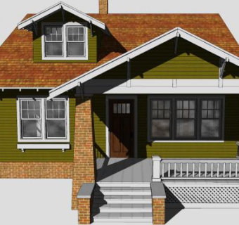 工艺品平房建筑SU模型下载_sketchup草图大师SKP模型