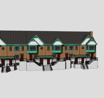 联排别墅房子住宅SU模型下载_sketchup草图大师SKP模型