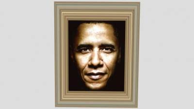 奥巴马肖像摄影装饰画SU模型下载_sketchup草图大师SKP模型