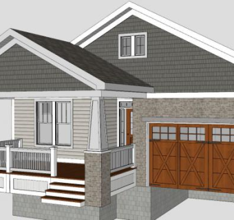 郊区独立天井住宅房子SU模型下载_sketchup草图大师SKP模型