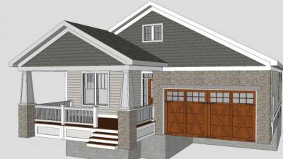 郊区独立天井住宅房子SU模型下载_sketchup草图大师SKP模型