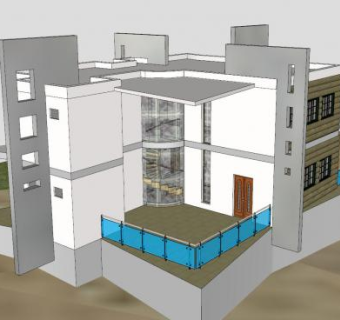 现代农场房子建筑SU模型下载_sketchup草图大师SKP模型