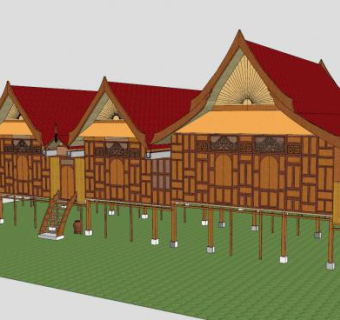 现代化房子建筑木屋SU模型下载_sketchup草图大师SKP模型