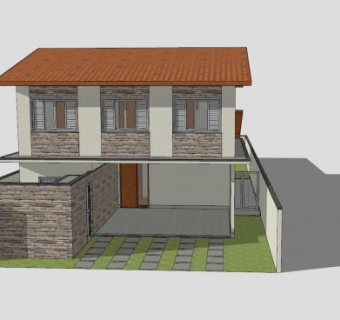 家庭双层住宅房子SU模型下载_sketchup草图大师SKP模型