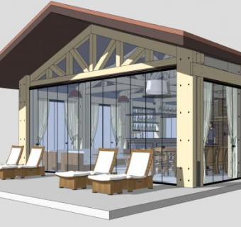 现代亭子建筑SU模型下载_sketchup草图大师SKP模型