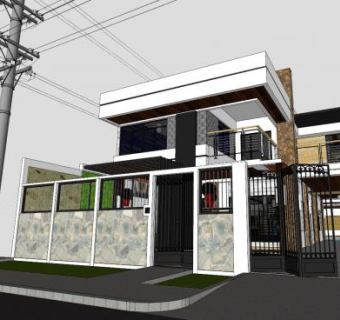 现代双层住宅楼SU模型下载_sketchup草图大师SKP模型