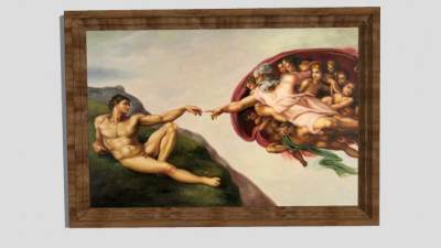 《创造亚当》油彩装饰画SU模型下载_sketchup草图大师SKP模型