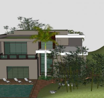 现代化房子商业建筑SU模型下载_sketchup草图大师SKP模型