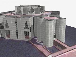 孟加拉国国民议会办公楼SU模型下载_sketchup草图大师SKP模型