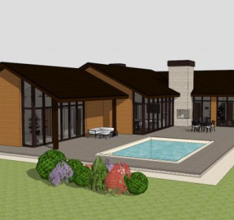 现代房子简约平房建筑SU模型下载_sketchup草图大师SKP模型