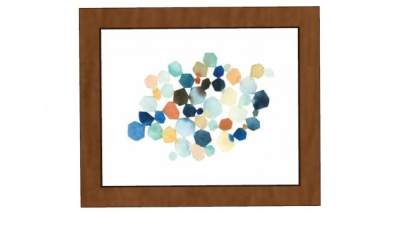 几何六角集群简约挂画SU模型下载_sketchup草图大师SKP模型