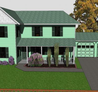 现代两层农舍建筑SU模型下载_sketchup草图大师SKP模型