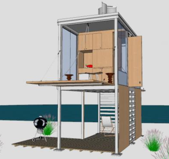 小型海滨建筑SU模型下载_sketchup草图大师SKP模型