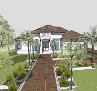 现代景观定制家居建筑SU模型下载_sketchup草图大师SKP模型