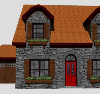 英式农舍房子SU模型下载_sketchup草图大师SKP模型