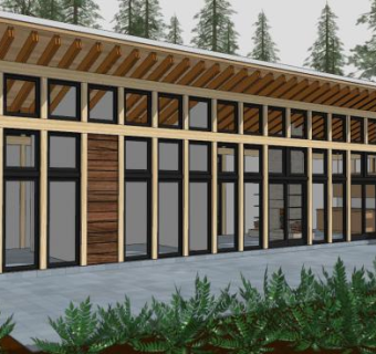 中型蝴蝶座建筑SU模型下载_sketchup草图大师SKP模型