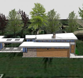 蝴蝶单层住宅建筑SU模型下载_sketchup草图大师SKP模型