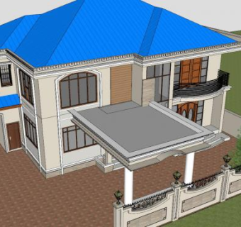 欧式房子住宅SU模型下载_sketchup草图大师SKP模型