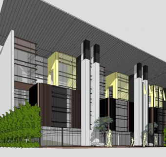 现代房子大楼建筑SU模型下载_sketchup草图大师SKP模型
