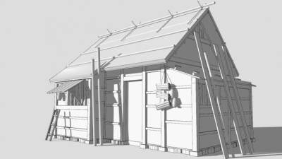 尼塔布白色建筑SU模型下载_sketchup草图大师SKP模型