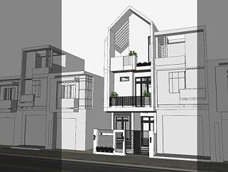现代住宅<em>街道</em>房子SU模型下载_sketchup草图大师SKP模型