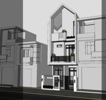现代住宅街道房子SU模型下载_sketchup草图大师SKP模型