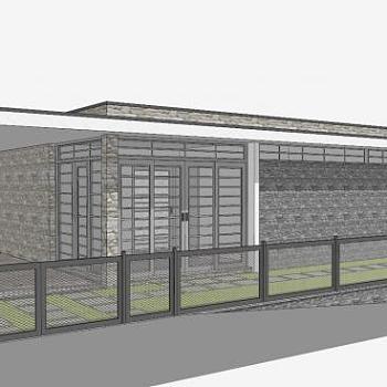 现代化风格住宅平房SU模型下载_sketchup草图大师SKP模型