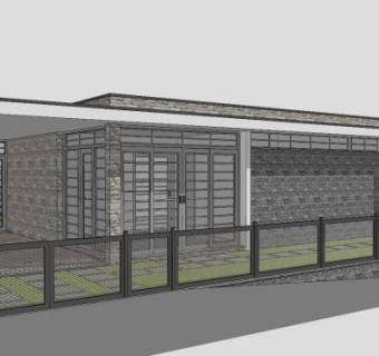 现代化风格住宅平房SU模型下载_sketchup草图大师SKP模型