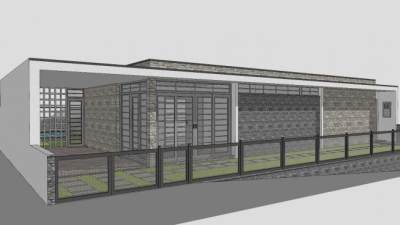 现代化风格住宅平房SU模型下载_sketchup草图大师SKP模型